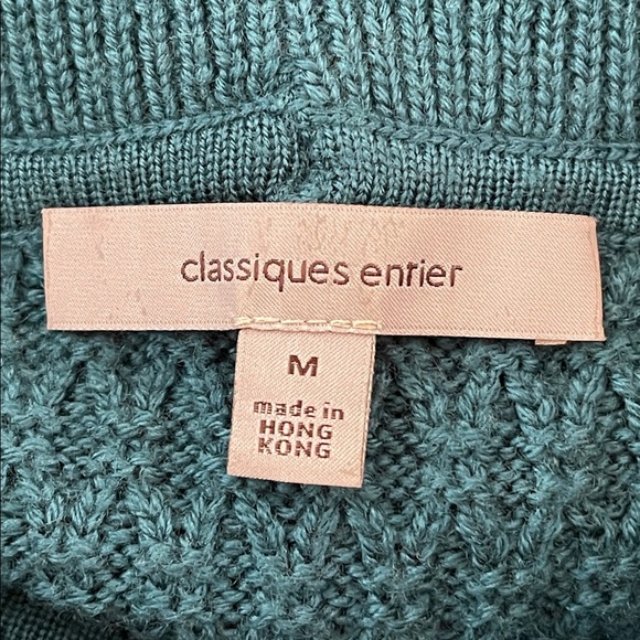 Vintage Classiques Entier 100% Wool Ribbed Cowl Neck Sweater Teal Green M - Picture 4 of 5